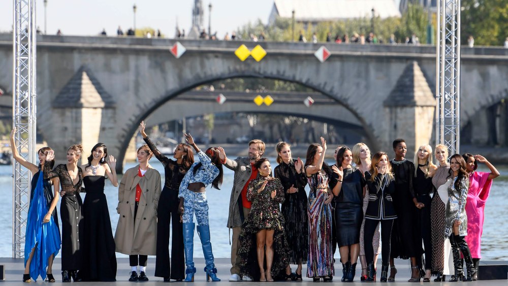 Liya Kebede, Eva Longoria, Doutzen Kroes, Cheryl, Andie MacDowell, Elle Fanning, Maria Borges and models on the catwalk