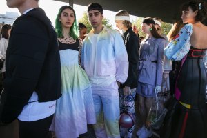 Backstage at Marine Serre RTW Spring 2019