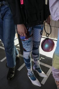 Backstage at Marine Serre RTW Spring 2019
