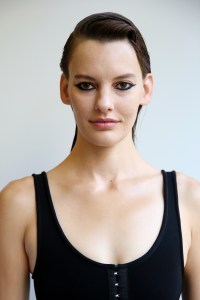 Makeup looks differed from model to model at Mugler. ÒThe casting is quite particularÊÑ they are really faces, with character,Ó said Inge Grognard, who was working with Clarins products. ÒI want to respect the faceÉthat was the most important.Ó She made some modelsÕ eyebrows more masculine Òto get away from that glamour part. Then a lot of girls only have raw skin. We have five based a little bit on glam rock.Ó Grognard was given images from the Seventies and Eighties to work with for inspiration.ÊÊÒI took out what I really could use,Ó she said. Ñ Jennifer Weil