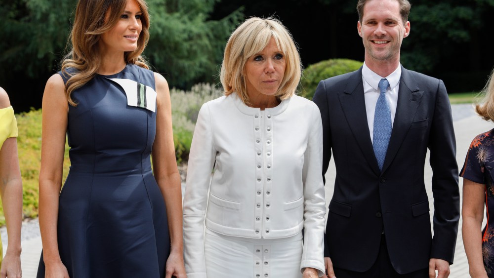 Melania Trump, Brigitte Trogneux, Gauthier Destenay visit the Queen Elisabeth Music Chapel in WaterlooNATO Summit, Brussels, Belgium - 11 Jul 2018