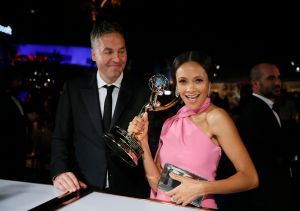 Ol Parker, Thandie Newton. Ol Parker, left, and Thandie Newton, winner of the award for outstanding supporting actress in a drama series for "Westworld", at the Governors Ball Winners Circle at the 70th Primetime Emmy Awards, at the Microsoft Theater in Los Angeles70th Primetime Emmy Awards - Governors Ball Winners Circle, Los Angeles, USA - 17 Sep 2018