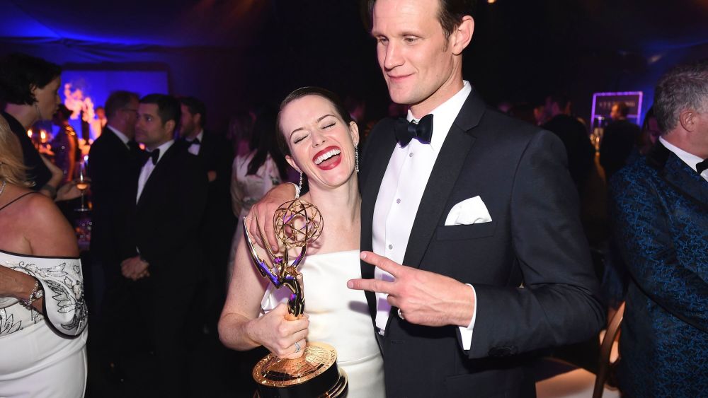 Claire Foy, Matt Smith. Claire Foy, winner of the award for outstanding lead actress in a drama series for "The Crown" left, and Matt Smith attend the Governors Ball for the 70th Primetime Emmy Awards, at the Microsoft Theater in Los Angeles70th Primetime Emmy Awards - Governors Ball, Los Angeles, USA - 17 Sep 2018