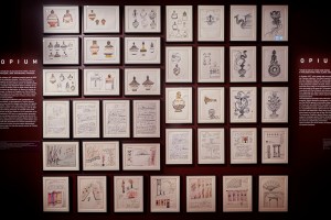 Sketches and notes by Yves Saint Laurent for the launch of Opium