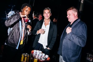 Rich the Kid (left) and Wihelmina CEO Bill Wackermann (center)