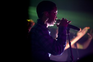 Lauryn Hill performing.