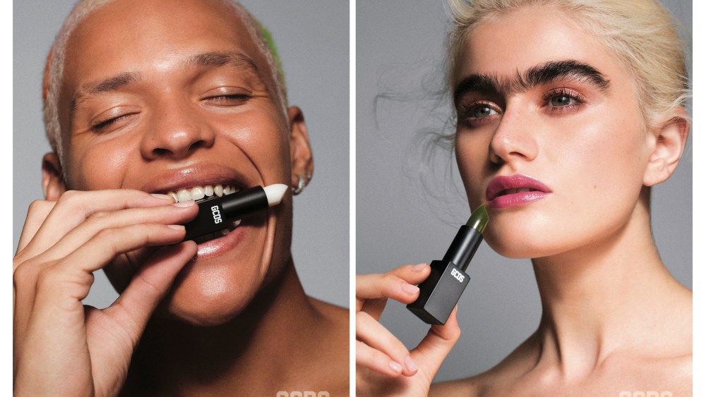 Derek Drummond and Sophia Hadjipanteli fronting the GCDS Beauty line's ad campaign.