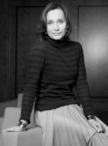 Kristin Scott Thomas designed a sweater for a Sonia Rykiel charity capsule collection.