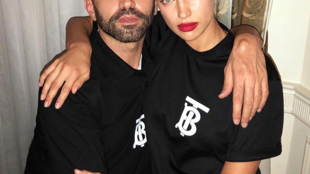 Irina Shayk and Riccardo Tisci wearing the Burberry TB monogram t-shirt