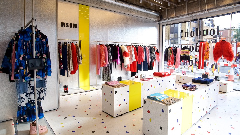 A view of the MSGM store in London.