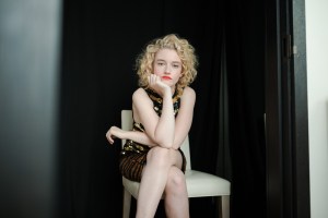 Julia Garner in Christian Cowan’s silk dress with sequins.