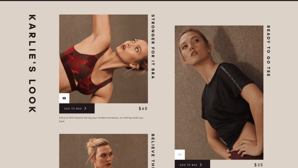 Karlie Kloss wears looks from the Adidas Statement Collection.
