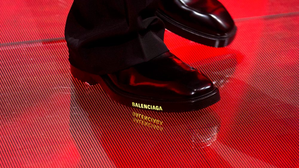 Balenciaga’s LED Logo-ed shoes for spring 2019.
