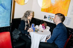 Tarot reader Nancy Stark and Keith Pollock