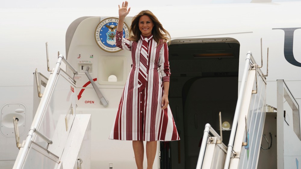 First lady Melania Trump arrives at Kotoka International Airport in Accra, Ghana, . Trump is visiting Africa on her first big solo international trip, aiming to make child well-being the focus of a five-day, four-country tourMelania Trump Africa, Accra, Ghana - 02 Oct 2018