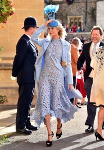 Poppy DelevingneThe wedding of Princess Eugenie and Jack Brooksbank, Pre-Ceremony, Windsor, Berkshire, UK - 12 Oct 2018WEARING OSCAR DE LA RENTA