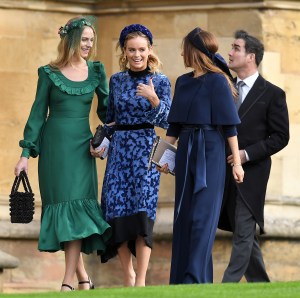 Cressida BonasThe wedding of Princess Eugenie and Jack Brooksbank, Pre-Ceremony, Windsor, Berkshire, UK - 12 Oct 2018WEARING TORY BURCH SAME OUTFIT AS CATWALK MODEL *9366392g