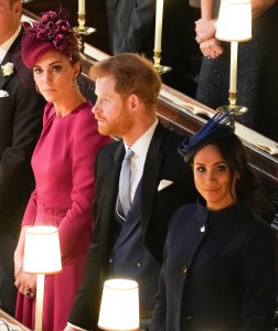 Catherine Duchess of Cambridge, Prince Harry and Meghan Duchess of SussexThe wedding of Princess Eugenie and Jack Brooksbank, Ceremony, St George's Chapel, Windsor Castle, Berkshire, UK - 12 Oct 2018