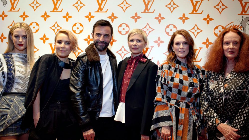 Riley Keough, Noomi Rapace, Nicolas Ghesquière, Michelle Williams, Julianne Moore, Grace CoddingtonLouis Vuitton X Grace Coddington Celebrate 'Catogram' Capsule Collection, New York, USA - 25 Oct 2018