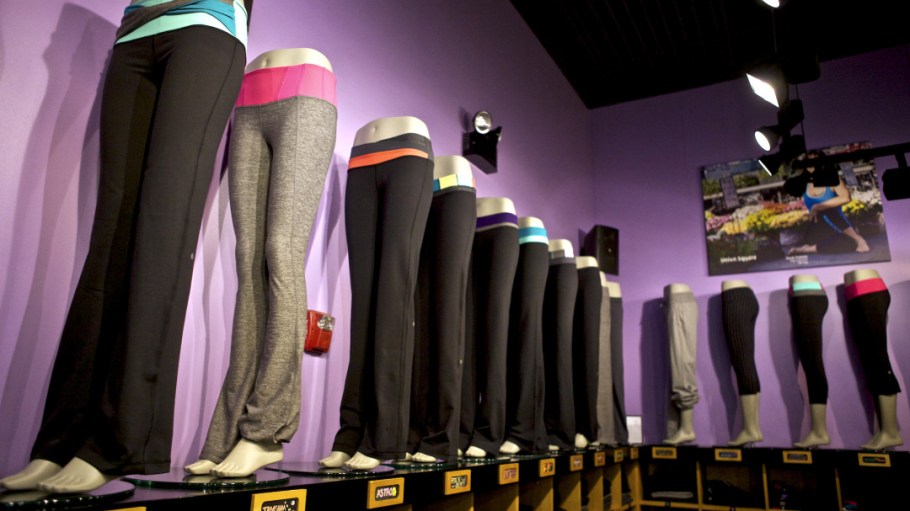 Groove pants sit on display at the Union Square Lululemon retail store in New York,.