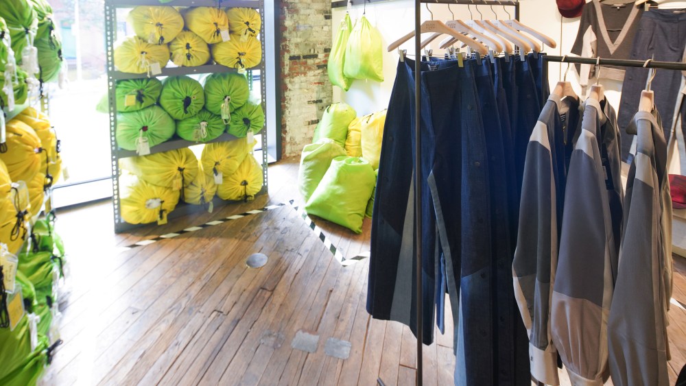 A view of the Public School x Eileen Fisher area at Making Space in Brooklyn.