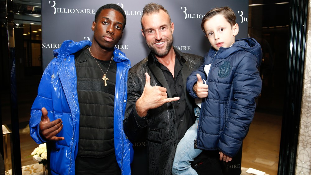 Timothy Weah, Phillip Plein and Romeo Prince Plein at the Billionaire store in Paris