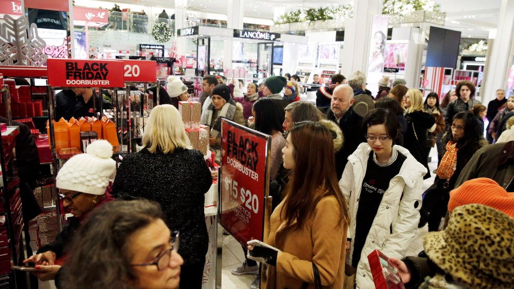 Bargain hunters seek low price deals during 'Black Friday' holiday shopping in MACY'S Herald Square in New York, New York, USA, 23 November 2018. Black Friday is the day after the USA Thanksgiving Day and is regarded as the start of the Christmas shopping season.Black Friday holiday shopping in New York, USA - 23 Nov 2018