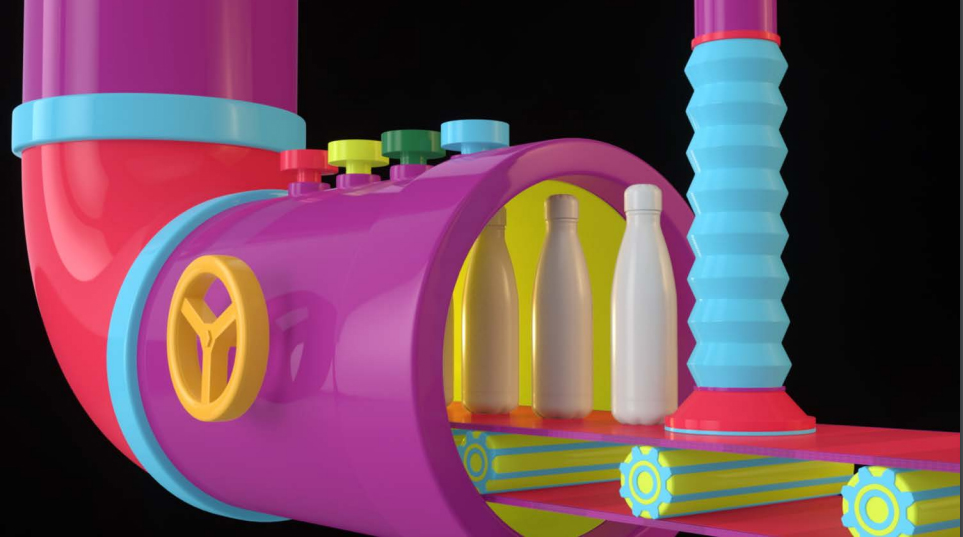 A rendering of the gift-amatic machine found in a window.