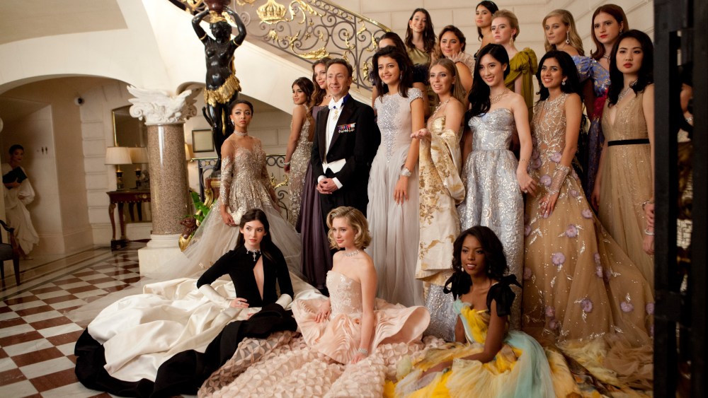 Le Bal 2018 debutantes with journalist Stéphane Bern