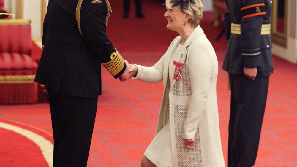Entrepreneur Jo Malone is made a CBE (Commander of the Order of the British Empire) by the Prince of Wales at Buckingham Palace