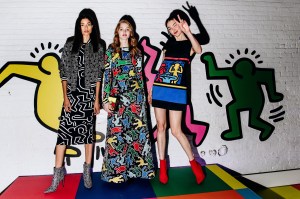 Models wearing the Alice + Olivia x Keith Haring collection