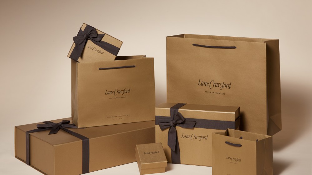 The new, more eco-friendly Lane Crawford packaging.