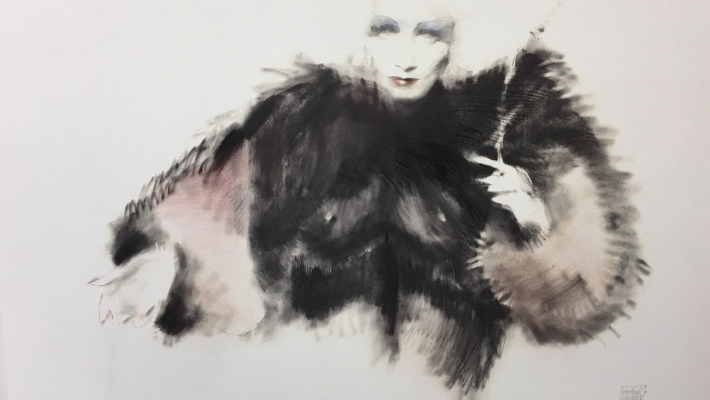 Michael Vollbracht's mixed media painting of Marlene Dietrich.