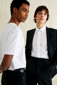 From left: The Row’s T-shirt and denim jeans.
The Row’s suit and shirt.
