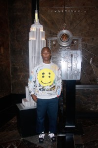 Pharrell Williams at the State Building Lighting Ceremony in New York, 2018