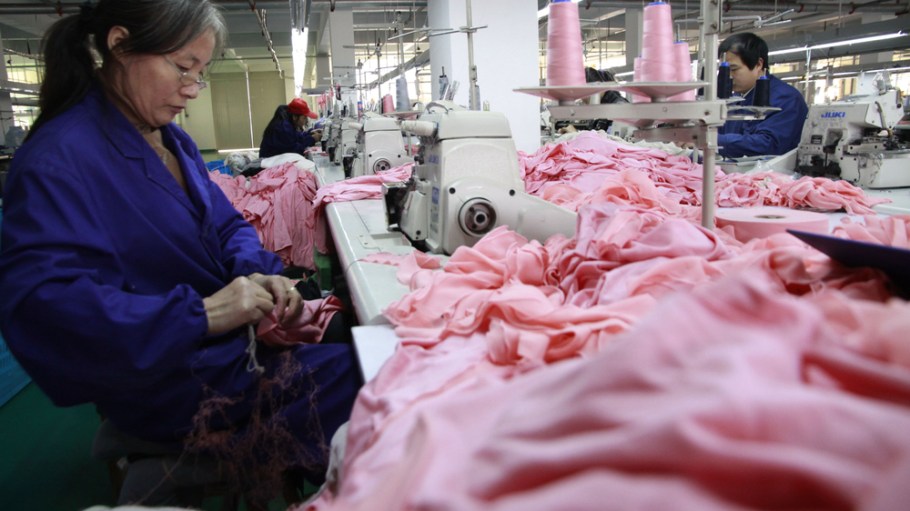 workers making apparel in china factory