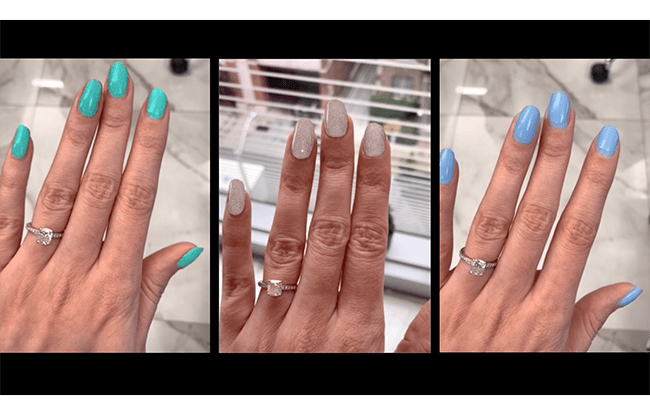 Trying on nail color virtually with ModiFace technology app.