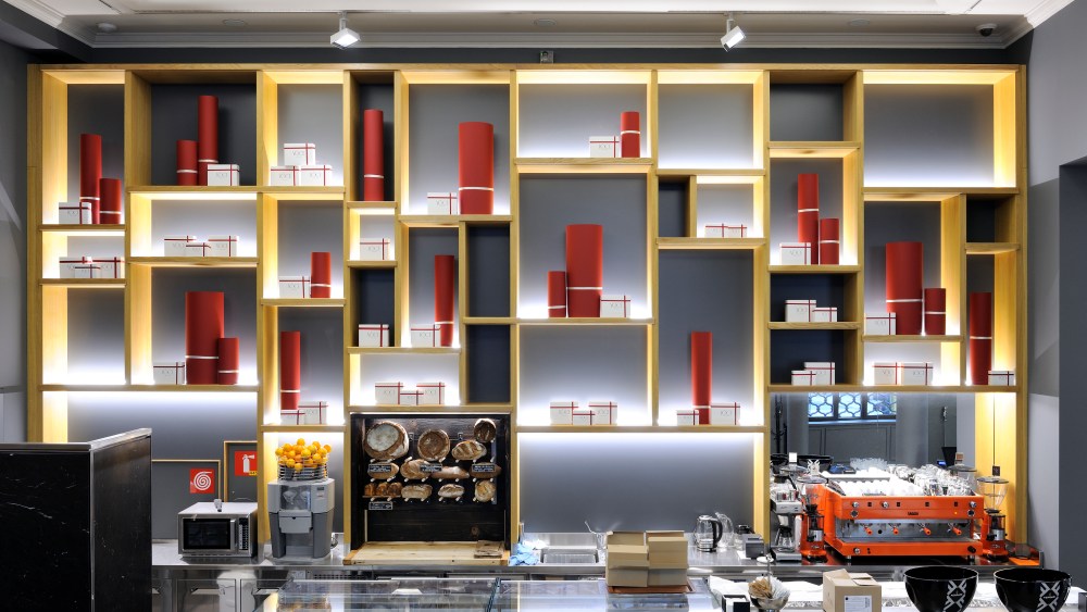 The counter at the café area at Voce, Milan's new restaurant.