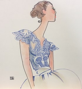 A Vollbracht sketch of a blue top.