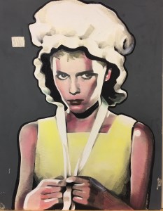 An original pencil drawing of Mia Farrow from 1982.