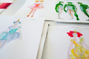 Costume sketches by Constance Hoffman.