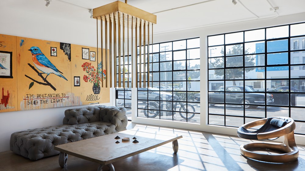 Interior image of Hoorsebunhs Atelier with Custom-Built Coffee Table and Chair