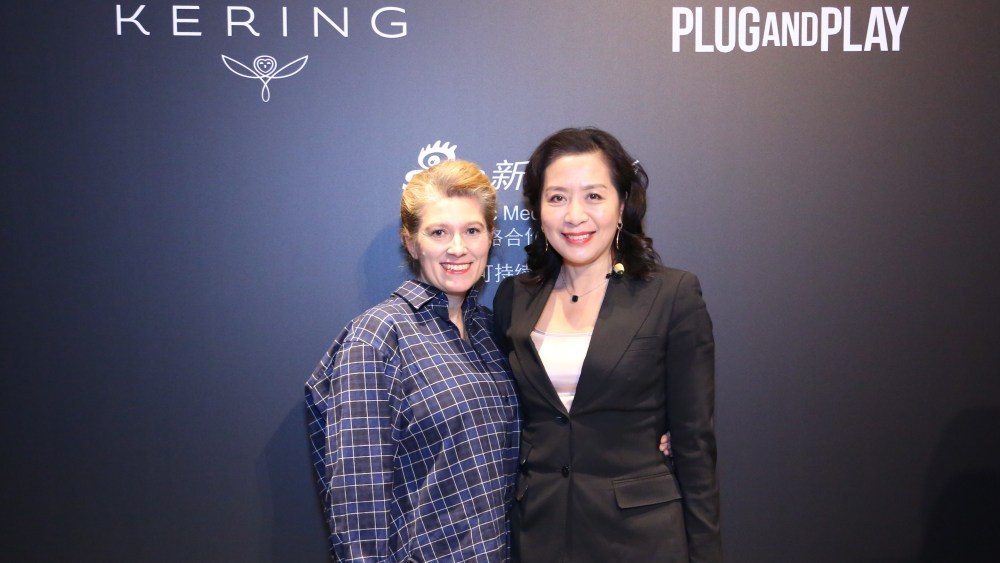 Kering's chief global sustainability officer Marie-Claire Daveu with Kering greater China president Jinqing Cai, at the announcement of the new China award.