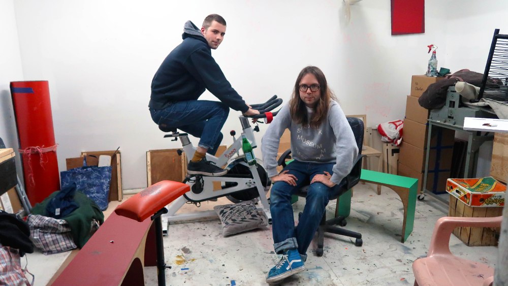 Jack and Louis Shannon in the residency studio space within their gallery, Entrance.