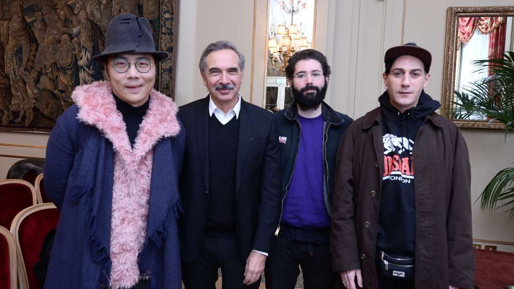 Carlo Capasa with designers Giorgio Di Salvo of United Standard and Dorian Tarantini of M1992.