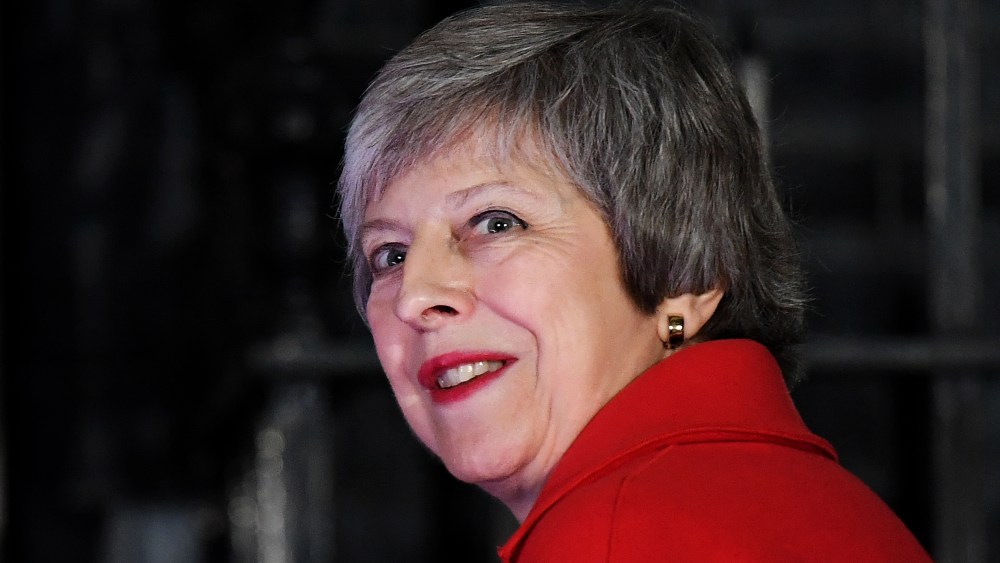 British Prime Minister Theresa May after switching on the Christmas tree lights outside 10 Downing Street in London, Britain, 06 December 2018. May is holding five days of debate over Brexit at parliament, hoping to persuade MPs to vote for her EU Brexit deal.Christmas tree lights at 10 Downing Street in London, United Kingdom - 06 Dec 2018