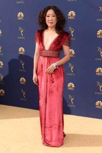 Sandra Oh70th Primetime Emmy Awards, Arrivals, Los Angeles, USA - 17 Sep 2018WEARING RALPH & RUSSO SAME OUTFIT AS CATWALK MODEL *9731902aa