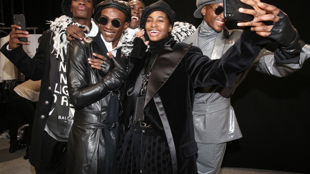 Backstage at Balmain men's fall 2019