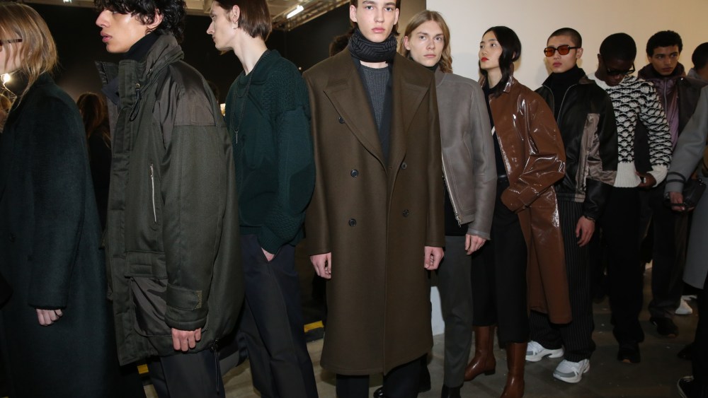 Backstage at Cerruti men's fall 2019