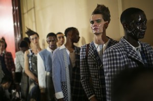 Backstage at Thom Browne men's fall 2019